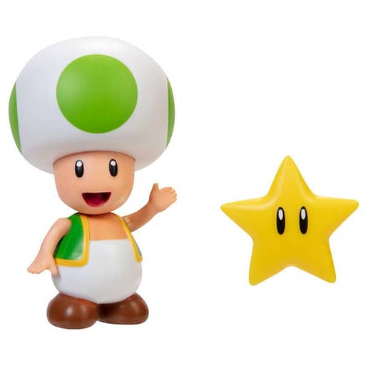 Super Mario Bros Green Toad med Super Star Figur