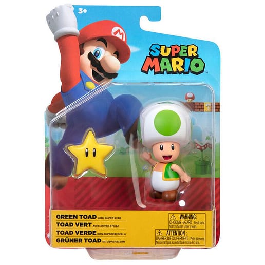 Super Mario Bros Green Toad med Super Star Figur