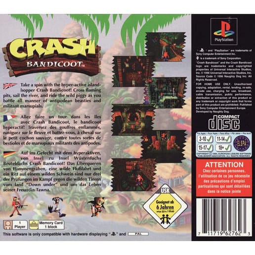 Crash Bandicoot Playstation 1 PS1 (Begagnad)