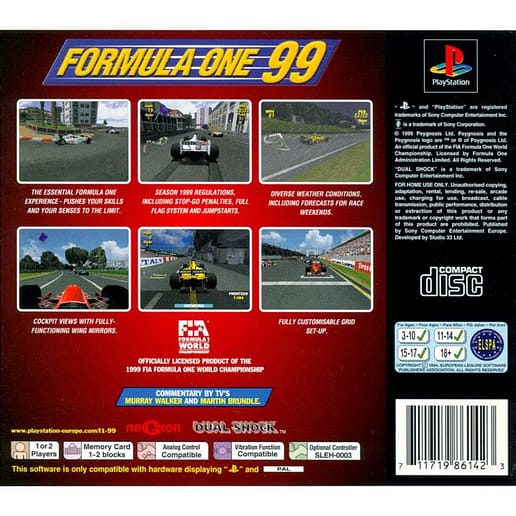 Formula One 99 Playstation 1 PS1 (Begagnad)