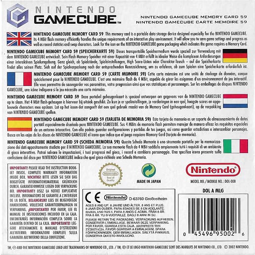 Minneskort 59 Block Original Nintendo Gamecube