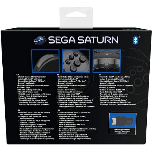 Retro-Bit SEGA Saturn BT Pad Black