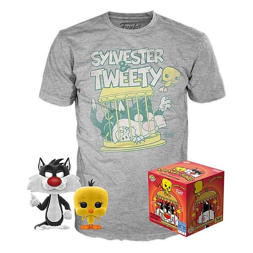 Set POP & Tee Looney Tunes Sylvestre and Tweety Flocked Exclusive (Large)