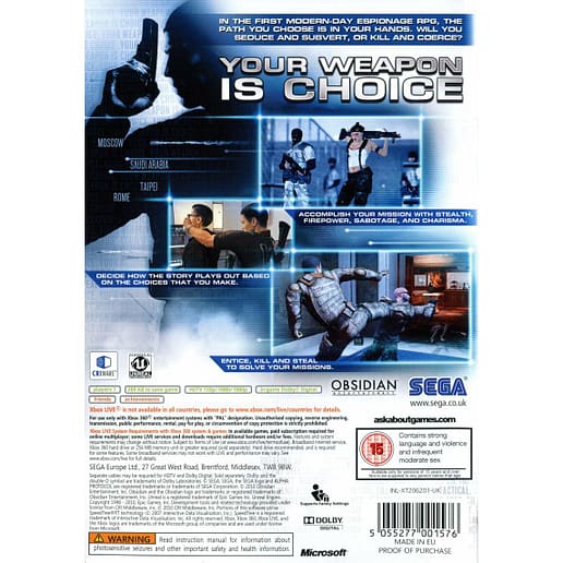 Alpha Protocol Xbox 360 X360 (Begagnad)