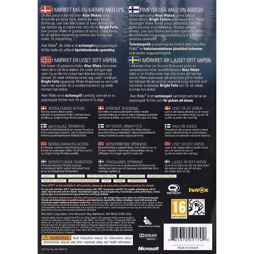 Alan Wake Xbox 360 X360 (Begagnad)