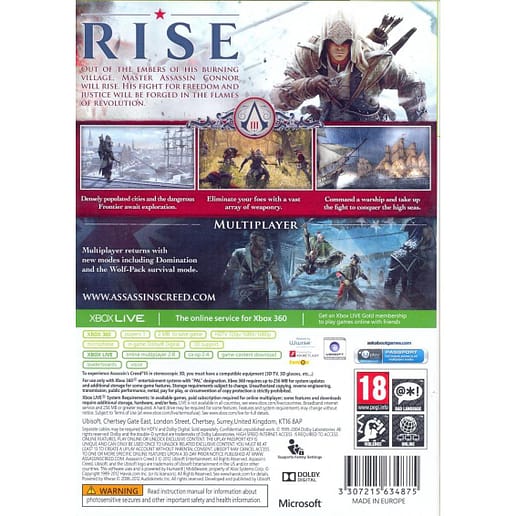 Assassins Creed III Xbox 360 X360 (Begagnad)