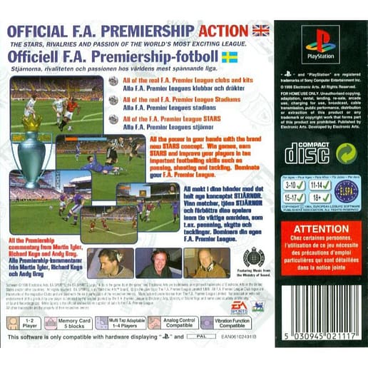 The FA Premier League Stars Playstation 1 PS1 (Begagnad)