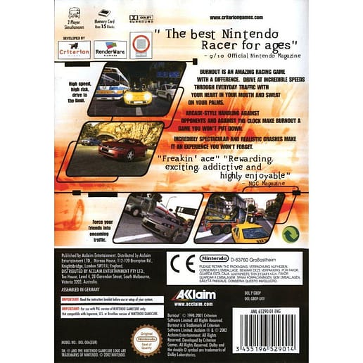 Burnout Nintendo Gamecube (Begagnad)