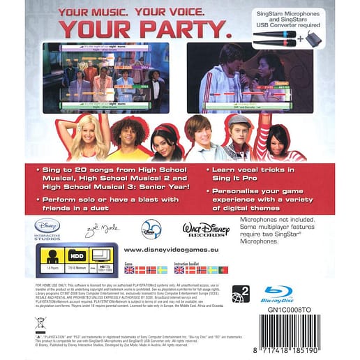 Disney Sing It High School Musical 3 Senior Year Playstation 3 PS 3 (Begagnad)