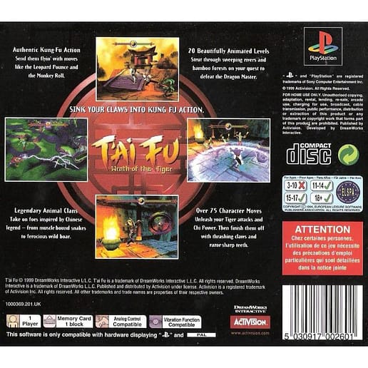 Tai Fu Wrath of the Tiger Playstation 1 PS1 (Begagnad)