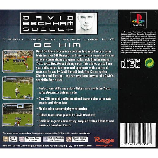 David Beckham Soccer Playstation 1 PS1 (Begagnad)