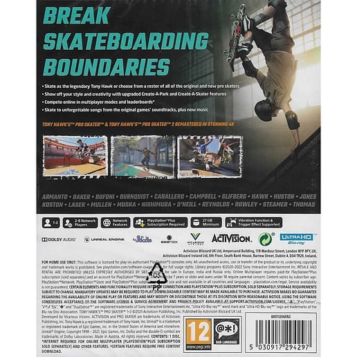 Tony Hawks Pro Skater 1 + 2 Playstation 5