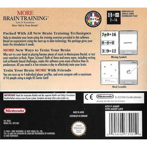 More Brain Training Nintendo DS (Begagnad)