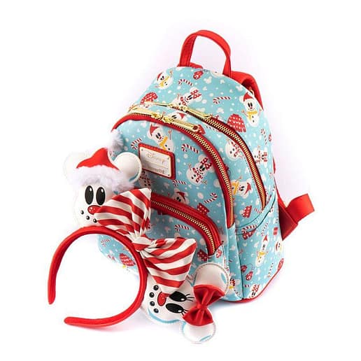 Loungefly Disney Snowman Mickey Minnie ryggsäck + headband set 26cm
