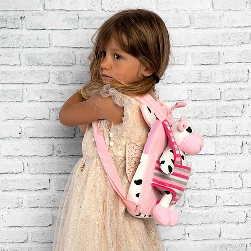 Connie Cow reversible plush toy + backpack 25cm