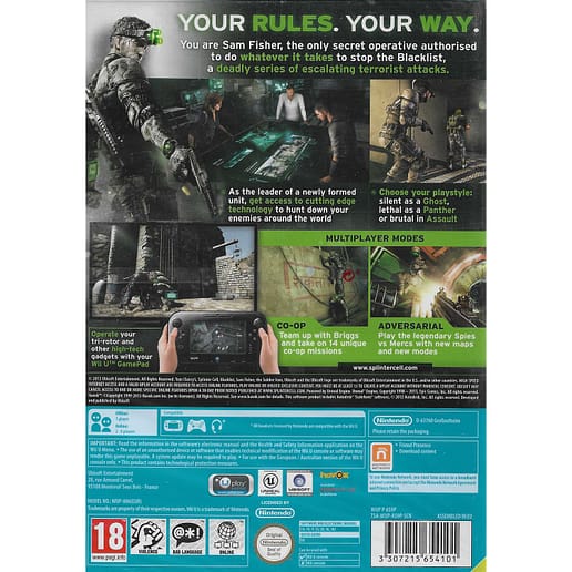 Tom Clancys Splinter Cell Blacklist Nintendo Wii U (Begagnad)