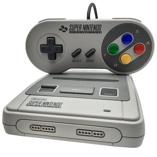 Super Nintendo SNES Classic Mini med en handkontroll