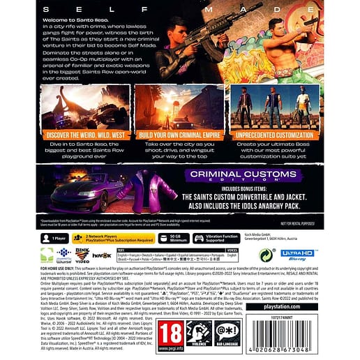 Saints Row Criminal Customs Edition Playstation 5 PS5