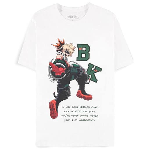 My Hero Academia White Bakugo Quote t-shirt vuxen (Medium)
