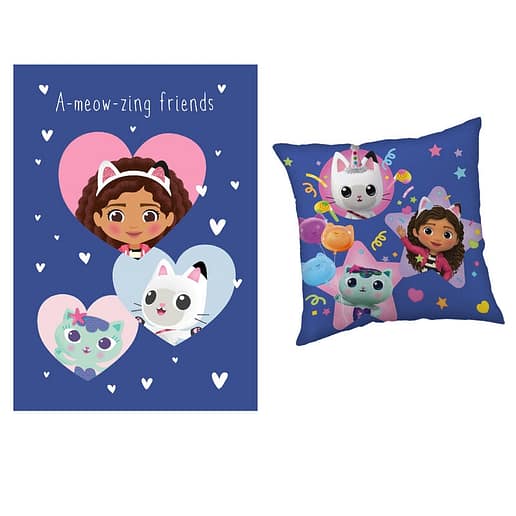 Gabbys Dollhouse polar blanket fleece filt + kudde set