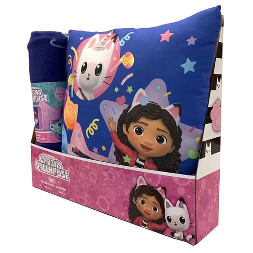 Gabbys Dollhouse polar blanket fleece filt + kudde set