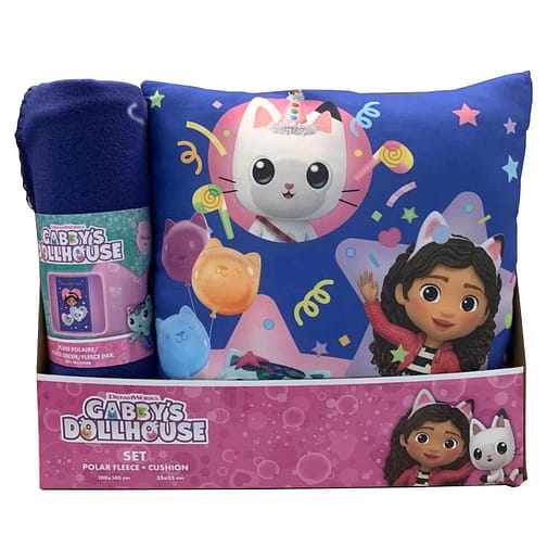 Gabbys Dollhouse polar blanket fleece filt + kudde set