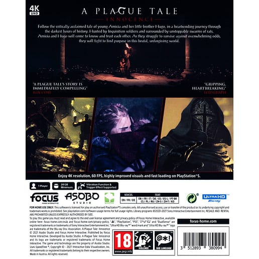 A Plague Tale Innocence Playstation 5 PS5