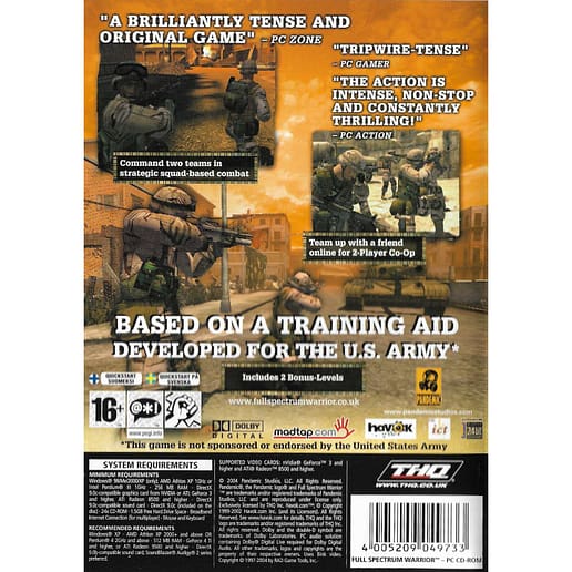 Full Spectrum Warrior PC CD Swedish (Begagnad)