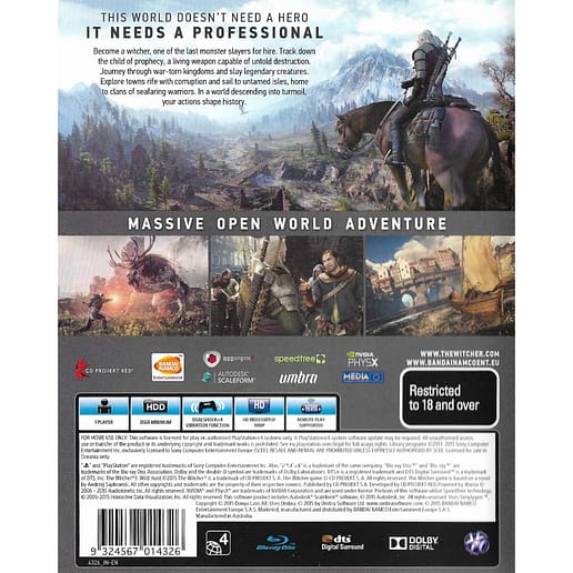 The Witcher 3 Wild Hunt Playstation 4 PS4 (Begagnad)