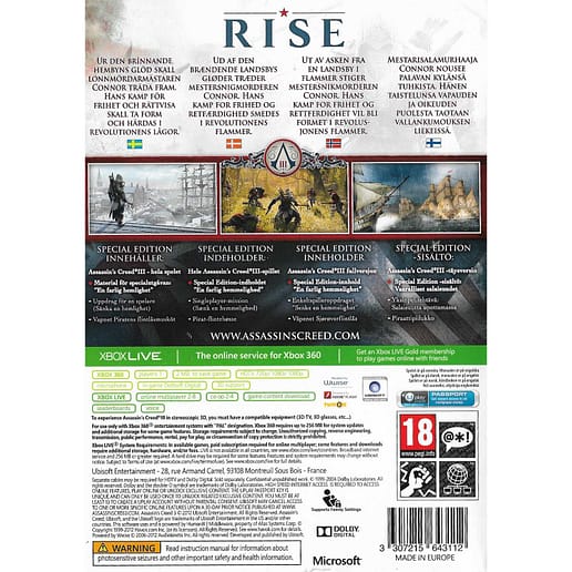 Assassins Creed III Xbox 360 Nordic (Begagnad)
