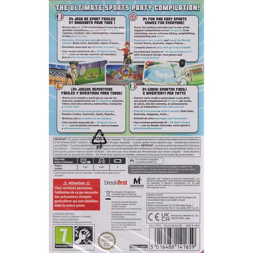 34 Sports Games World Edition Nintendo Switch