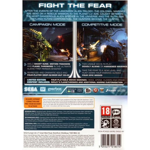 Aliens Colonial Marines Limited Edition PC DVD (Begagnad)