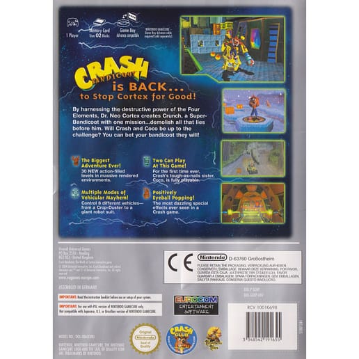 Crash Bandicoot The Wrath of Cortex Nintendo Gamecube Players Choice (Begagnad)