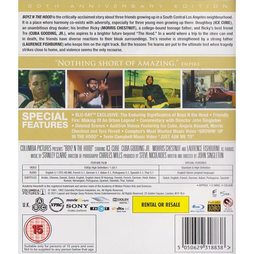 Boys n the Hood 20th Anniversary Edition Blu-Ray (Begagnad)