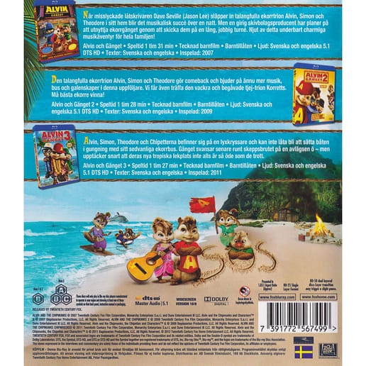 Alvin och Gänget 1,2 & 3 Blu-Ray (Begagnad)