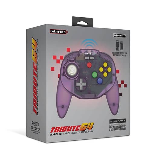 Retro-Bit Tribute 64 2.4G Trådlös Handkontroll Lila
