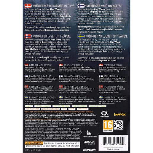 Alan Wake Xbox 360 Nordic