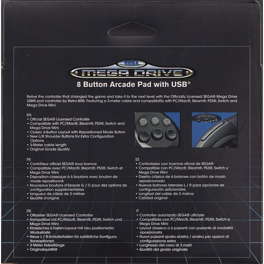 Retro-Bit SEGA Mega Drive 8-Button USB Black