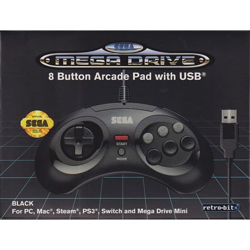 Retro-Bit SEGA Mega Drive 8-Button USB Black