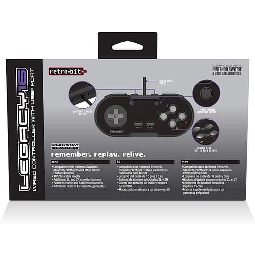 Retro-Bit Legacy16 Wired Controller USB Onyx