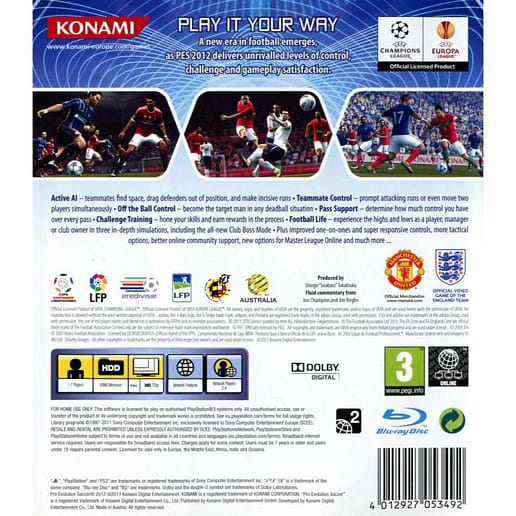 Pro Evolution Soccer 2012 Playstation 3 PS3 (Begagnad)