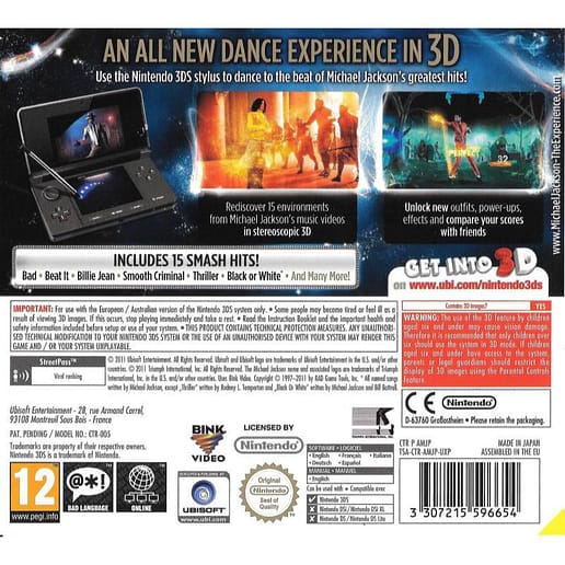 Michael Jackson The Experience 3D Nintendo 3DS (Begagnad)
