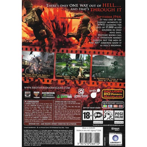 Brothers in Arms Hells Highway Nordic Edition PC DVD (Begagnad)