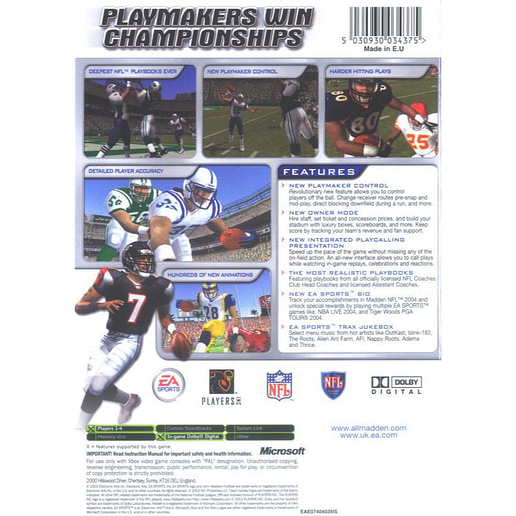 Madden NFL 2004 Xbox (Begagnad)