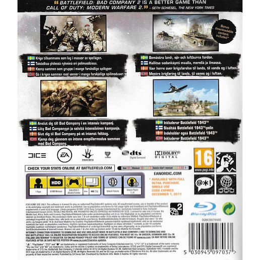 Battlefield Bad Company 2 Ultimate Edition Playstation 3 PS3 Nordic (Begagnad)
