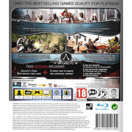 Assassins Creed Brotherhood Playstation 3 PS3 Platinum (Begagnad)