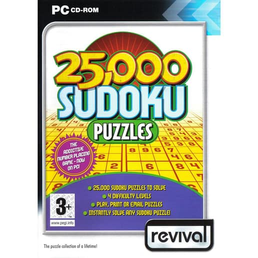 25000 Sudoku Puzzles PC CD (Begagnad)