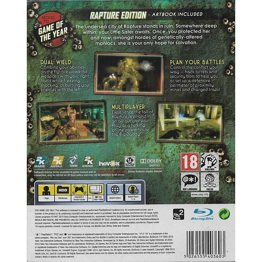 Bioshock 2 Rapture Edition Playstation 3 PS3 (Begagnad)