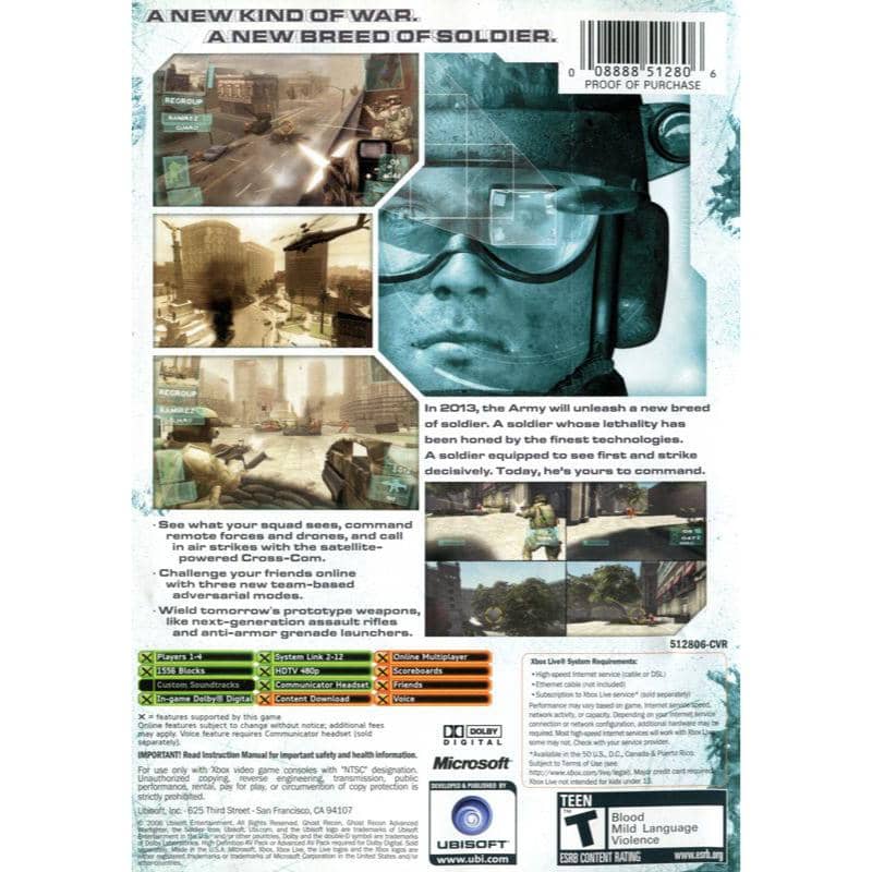 Ghost Recon Advanced Warfighter Xbox (NTSC-U, Used)