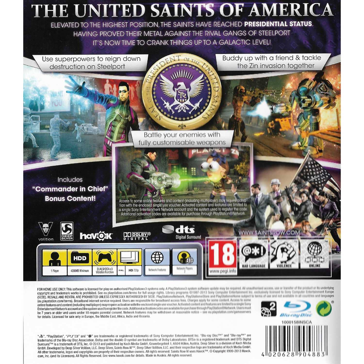 Saints Row IV Commander in Chief Edition Playstation 3 PS3 (Begagnad)
